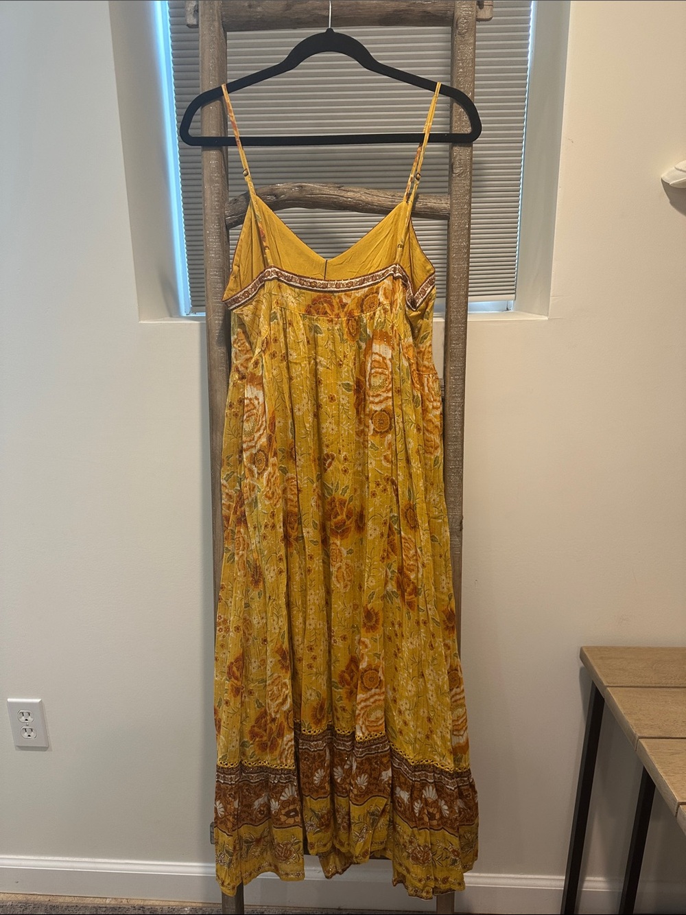 Spell Yellow Floral Maxi Dress with Spaghetti Straps - Picture 3 of 4
